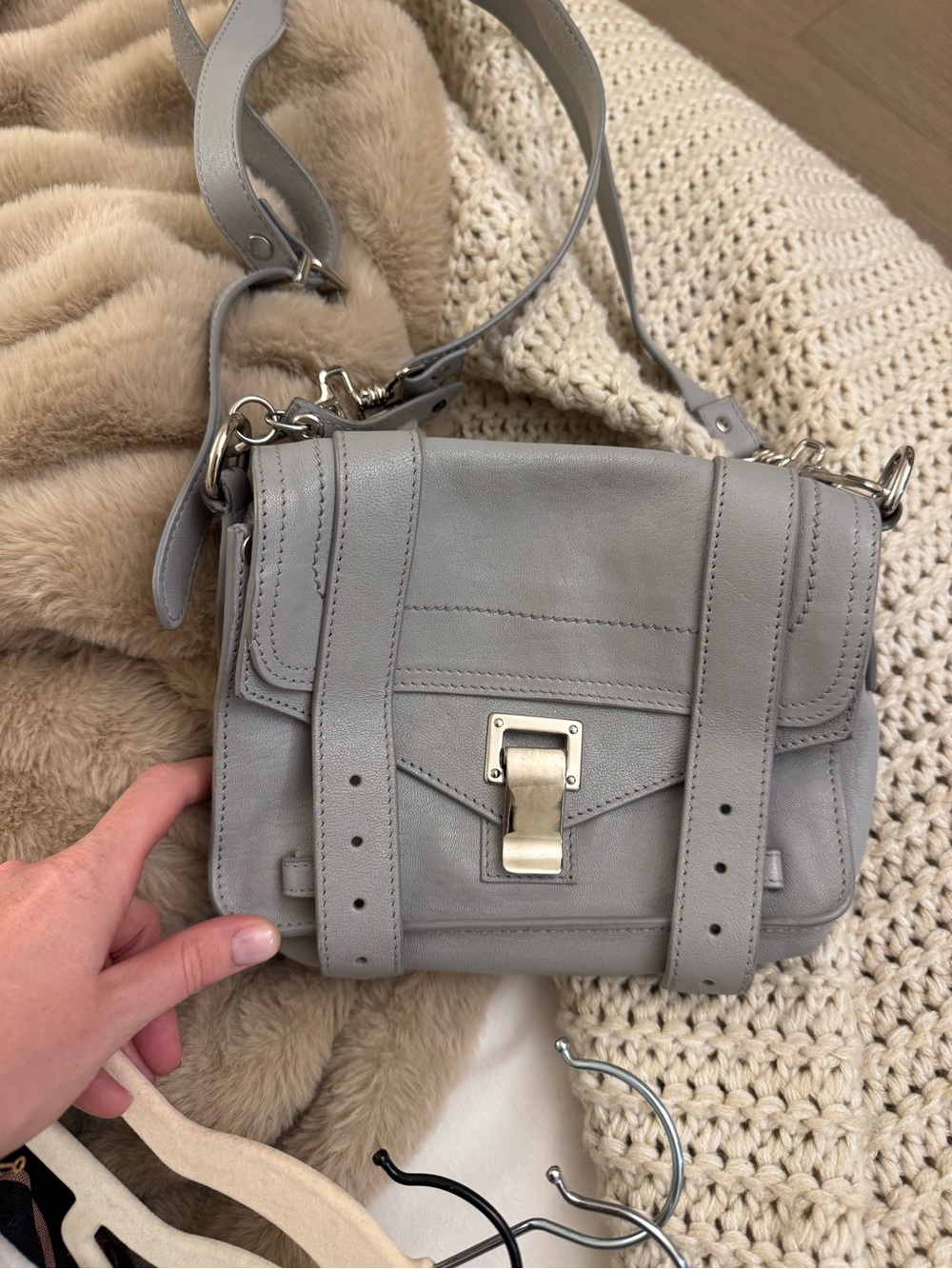 Proenza Schouler Light Gray Leather Crossbody Bag